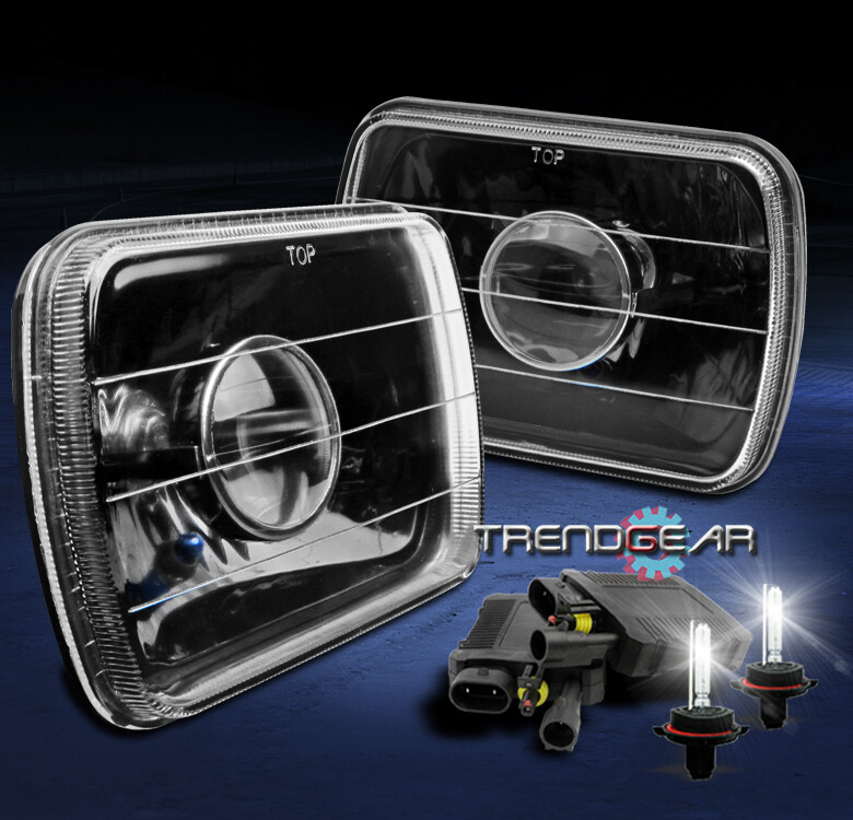 7X6 CRYSTAL PROJECTOR HEADLIGHTS LAMP ALL BLACK H6014 H6052 H6054 W/8K XENON HID