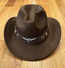 Genuine Cowgirl Hat Fedora Brown Suede Adult Size Halloween Dress Up Costume
