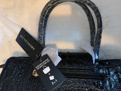 NWT AMERICAN BEE WOMENS VEGAN LEATHER HANDBAG 2+1 PURSE WITH NWT AMERICAN BEE WOMENS VEGAN LEATHER HANDBAG 2+1 PURSE WITH