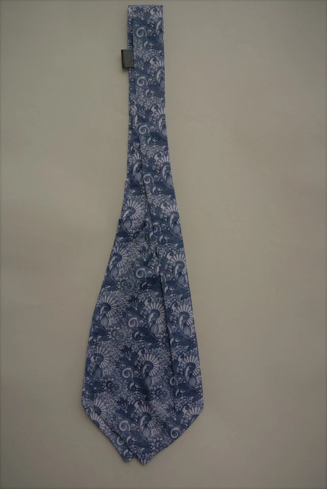 Combo quadrado azul branco floral Ascot gravata bolso mistura de algodão - Imagem 3 de 4