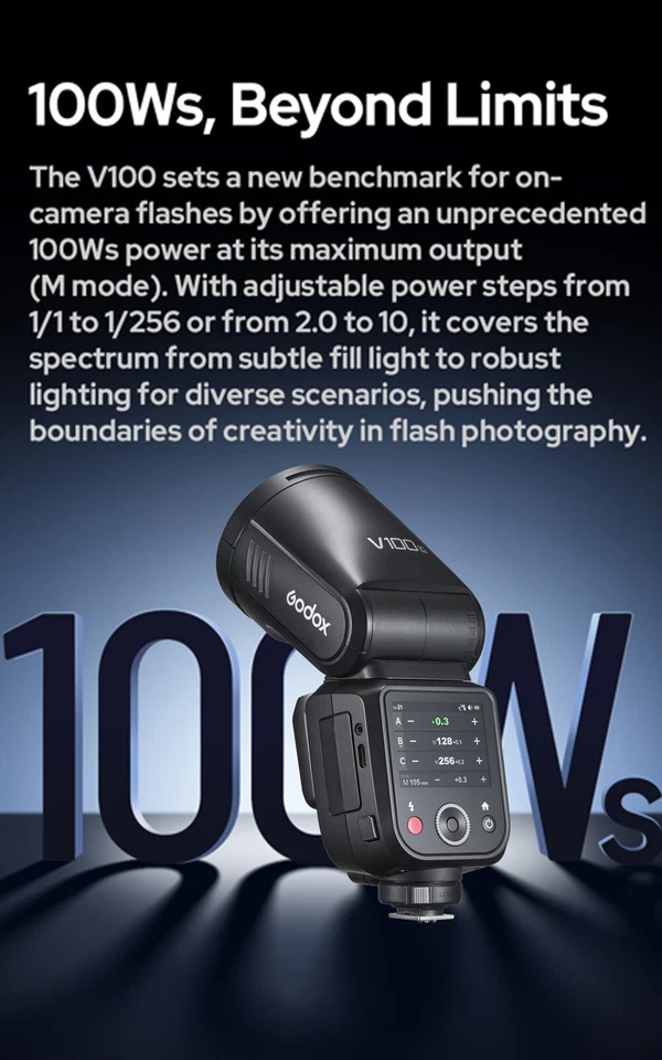 Godox V100N V100-N 2.4G TTL Round Head Camera Flash Speedlite for Nikon Cameras - Image 3 of 4