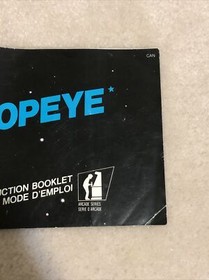 Popeye Original Nintendo NES Manual Manual Folleto de Instrucciones Solo - Versi&oacute;n Canadiense