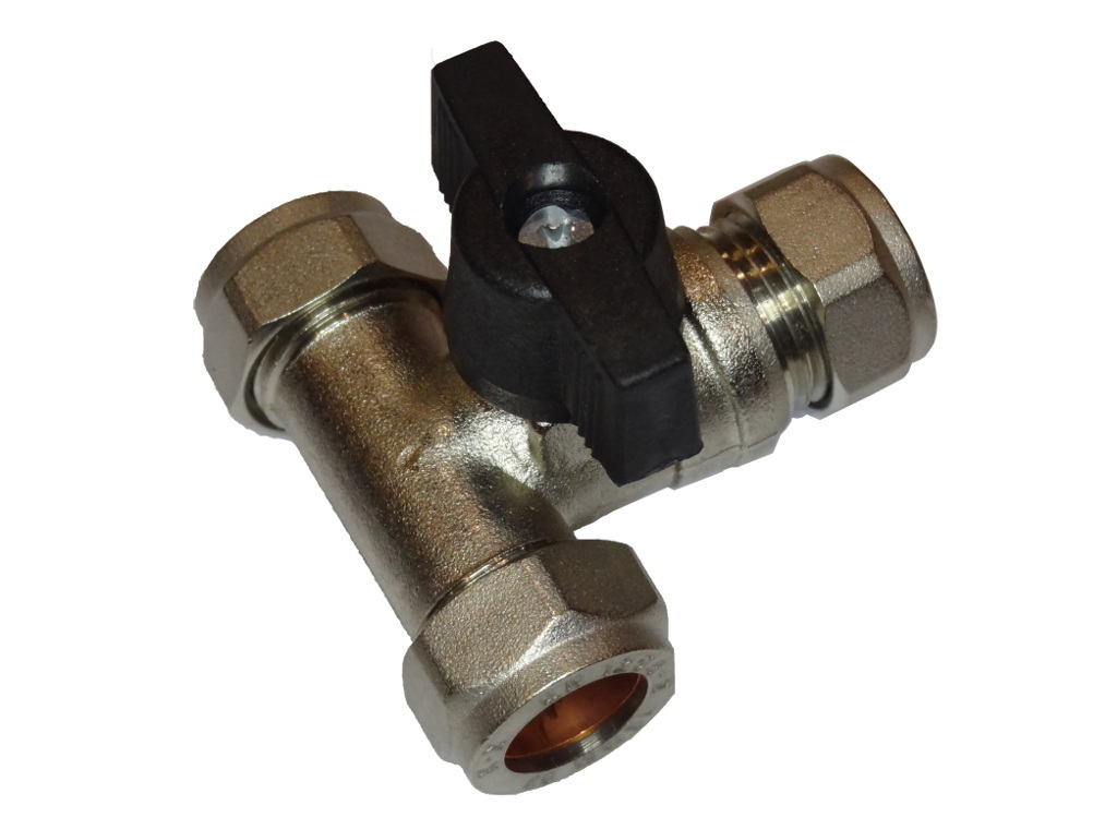 15mm Compression Tee With Lever Isolation Ball Valve On Branch