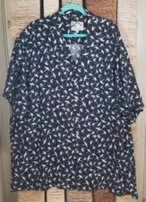 Paradise Found Men's 3XL Vintage Hawaiian Shirt Honolulu Black Dragonfly Magnum