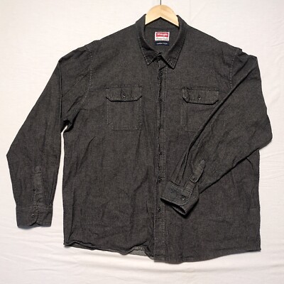 Wrangler Shirt Size XXL Button Down Gray Flex For Comfort Long Sleeve Mens