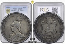 German East Africa, Wilhelm II, 2 Rupien 1893, scarce, PCGS XF 45