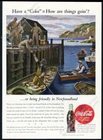 1944 Coke Newfoundland fishermen US soldiers art Coca Cola WWII vintage print ad