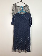 Bundle X2 Ladies Size 14 Short Sleeve Striped Polka Dot Casual Dress