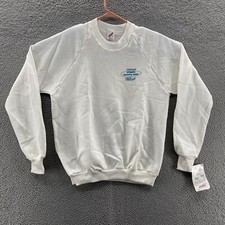 VINTAGE Jerzees Sweatshirt Men Extra Large White Crew Neck Raglan Made USA New