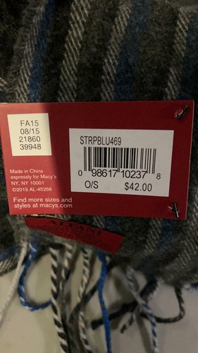 Alfani Striped Scarf, Blue/Grey, One Size - Bild 2 von 2