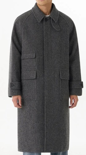 NWT MUSINSA STANDARD Shetland Wool Oversized Balmacaan Coat Grey Dunst Sz XL - Picture 1 of 10