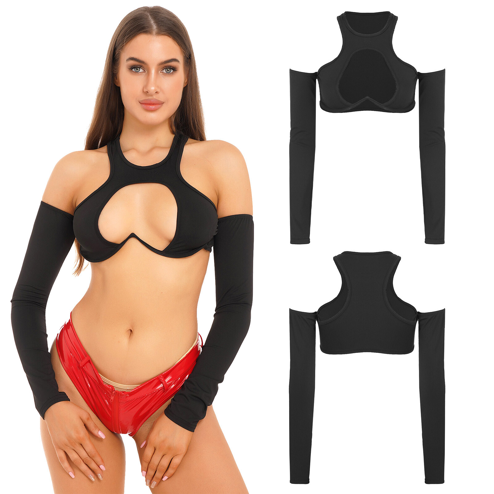 Fashionkilla long sleeve underboob crop top in black