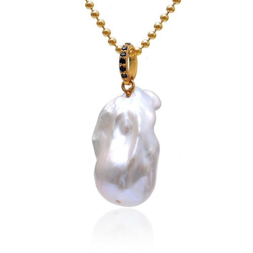 Blue Sapphire Pearl Pendant,Baroque Pearl pendant,Blue Sapphire Pendant,Sapphire - Picture 4 of 8