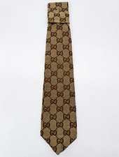 New Monogram Logo Tie Tan/Brown Necktie for Crafts and Apparel Accessories