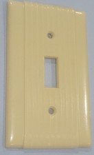 Vintage P&S Art Deco Ivory Ribbed Bakelite Switch Plate Cover