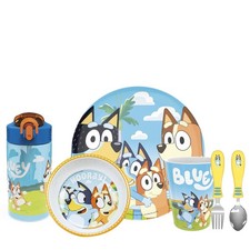 Bluey Kids Dinnerware Gift Set Includes Plate, Bowl, Tumbler, Water Bottle, a...