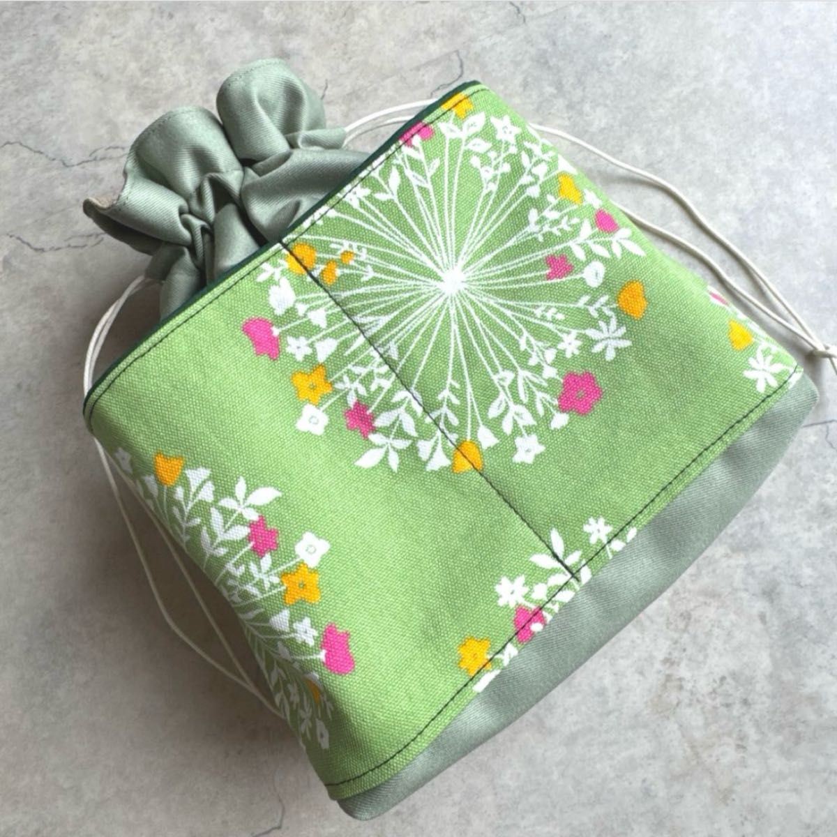 Bag Drawstring Bag Drawstring Pouch Flower Green - image 3