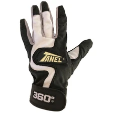 Tanel 360 Pebble Grain Baseball/Softball Batting Gloves - Black/White - Medium