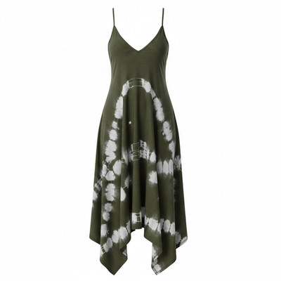 Kori America green tie dye dress strap sleeveless women's midi,  Size Small