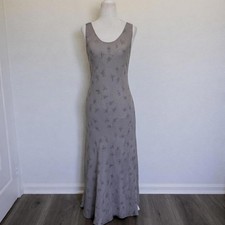        90s vintage grey floral 100 silk mesh maxi dress