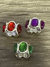 European Large Hole Metal Crystal Spacer Beads 63 Pieces S21, S22