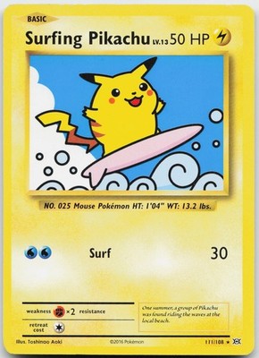 Surfing Pikachu 111/108 Secret Rare Evolutions Pokemon lp