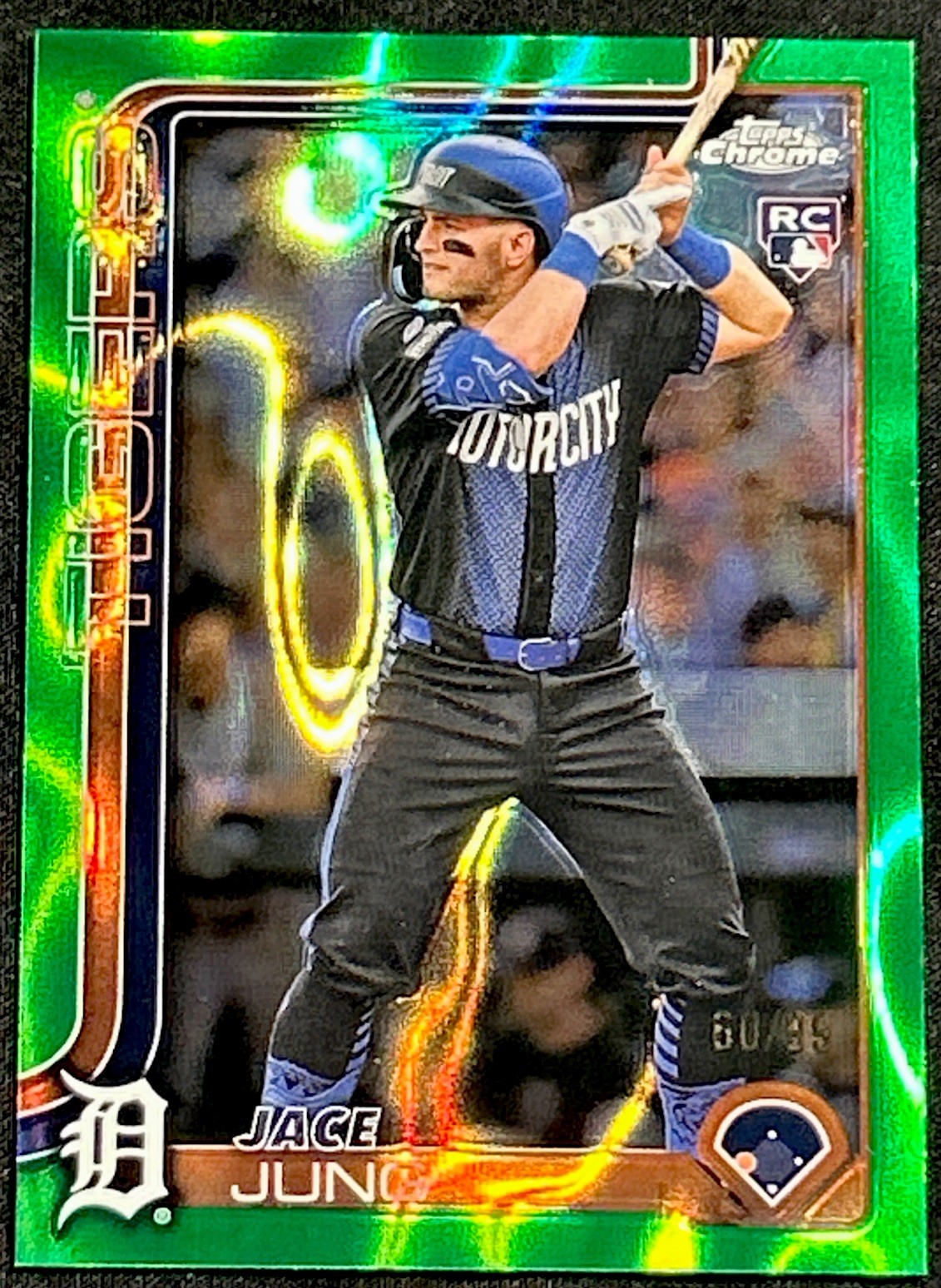 2025 Topps Chrome Baseball - Jace Jung #225 Green Lava Refractor /99 (RC) Tigers
