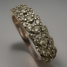 Sterling Silver 925 Pave Set Round CZ Dress Ring Size P Leaf Vine Eternity Style