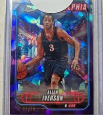 🔥 3/10 Allen Iverson Topps Chrome Purple Refractor Jersey Number very rare 