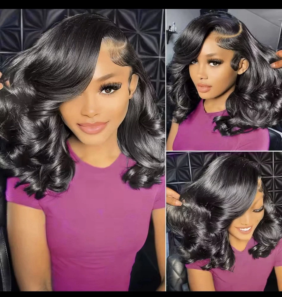 250% Brazilian Human Hair Wig Loose Wave Short Bob Wig Body Wave  - Image 2 of 4