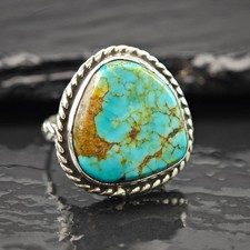 Southwest Spiderweb Turquoise Sterling Silver Ring Size 5 3/4