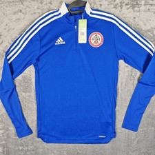 Accrington Stanley Herren 1/4 Reißverschluss Oberteil blau Fußball Training Drill *neu mit Etikett* Adidas S