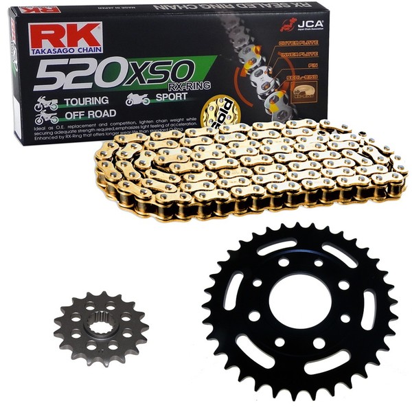 Kettensatz Kawasaki KX 125 J 92-93 Kette RK GB 520 XSO 112 Offen Gold 12/49-image