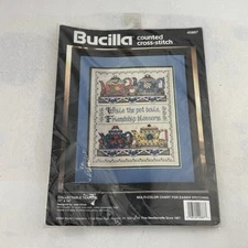 Bucilla Collectable Teapots Counted Cross Stitch Kit 40887 11 x 14 New