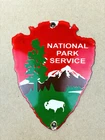 VINTAGE NATIONAL PARK SERVICE GASOLINE MOTOR OIL PUMP STATION PORCELAIN GAS SIGN