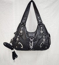 Hobo bag, Punkstil, crossbay bag, Schwarz(11282)
