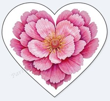 PINK FLOWER ENVELOPE SEALS LABELS STICKERS PARTY FAVORS - Heart Shaped