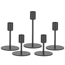 Black Metal Taper Candlestick Holders Set
