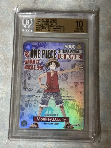 2026 One Piece Promos Monkey D. Luffy College Basketball Giveaway #P-055 BGS 10