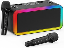 Portable Karaoke Machine with 2 Wireless Microphones for Indoor/Outdoor Use