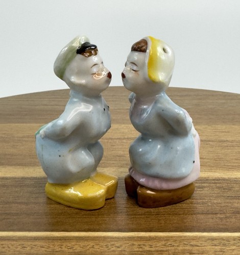Vintage Kissing Dutch Boy and Girl Salt & Pepper Shakers, Made in Japan