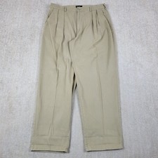 Vintage Polo Ralph Lauren Pants Men 36x32 Beige Velour Wide Leg Pleated 90s USA