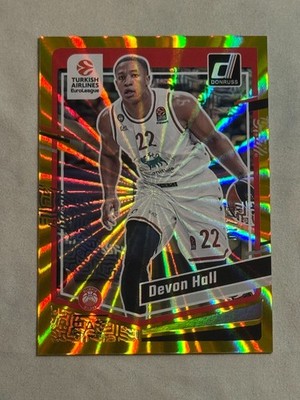 2023-24 Panini Donruss Euroleague Gold Laser Devon Hall /10 #149 Olimpia Milano