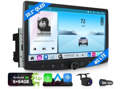 10,1'' QLED Doppel DIN Android 14 6+64 Autoradio GPS Navi CarPlay Bluetooth Radio