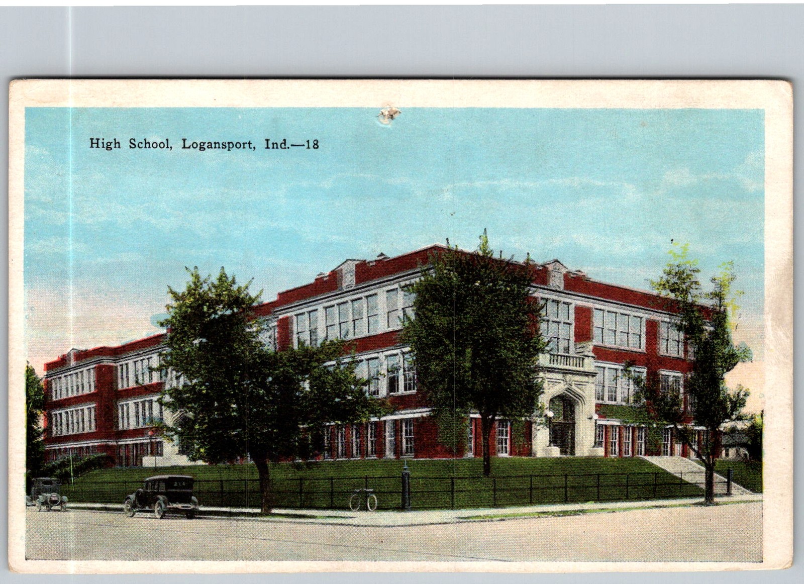 Antique Postcard High School Logansport, 1920s