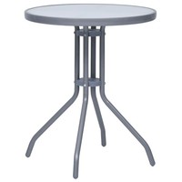 Vidaxl Gartentisch Hellgrau 60 Cm Stahl Und Glas Neu