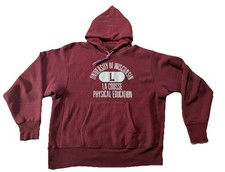 Vtg 70s Champion Reverse Weave UW La Crosse Hoodie Physical Education Sweatshirt