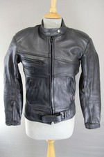 Rhino British Designed Black Cowhide Leather Biker Jacket Protectors Size 10