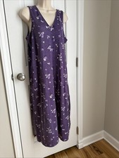 Simply Vera Wang Nightgown Size M Midi Length Vneck Sleeveless Purple Floral