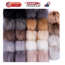 24 Pieces Faux Fur Pom Pom for Hats Fluffy Pom Pom with Elastic Loop DIY Faux...